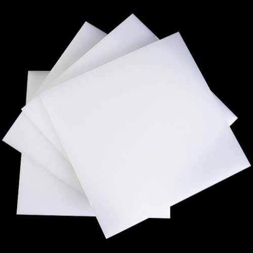 TIHONORI Plaque PP Blanche 100x200mm – Feuille Plastique Rigide Étanche et Alimentaire pour Découpe, Bricolage, Industrie,3mm 5 Pieces
