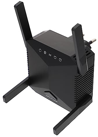 CHICAMPERA Repetidor WiFi de 300 Mbps 4 Antenas Abs Negro, de Señal Diseño de Ventilación Lateral para Mejorar WiFi en Casa