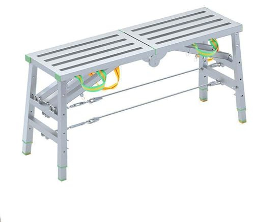 Ponteggio pieghevole portatile, piattaforma di lavoro regolabile, capacità 400 kg, 5 marce, piedini in gomma antiscivolo, ideale per l'ingegneria domestica, 140 x 40 cm