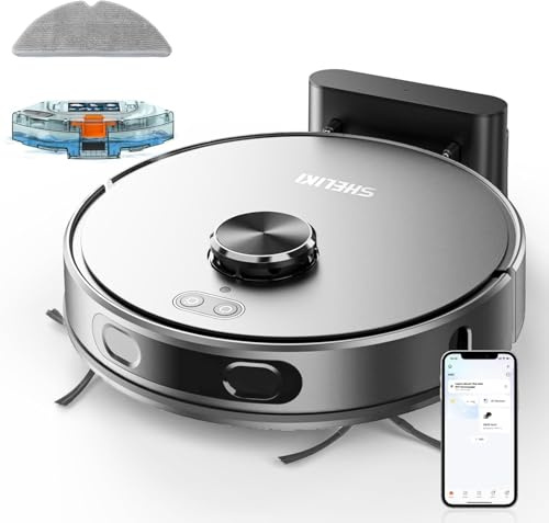 SHELIKI Robot Vacuum with LiDAR Navigation, Robotic Vacuums Cleaner and Mop Combo with App/Alexa/Voice Control, Smart Mapping, Strong Suction, Obstacle Avoidance, for Home, Wood/Hard Floors, Pet Hair