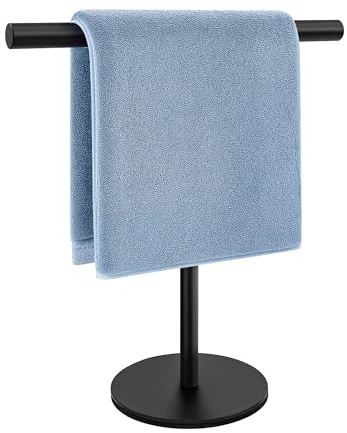 Toallero de pie Accesorios de Baño de Acero Inoxidable Estante de Almacenamiento Marco de Metal Toallero para Decoración baño Salón Cocina, Fondo Redondo(Negro)