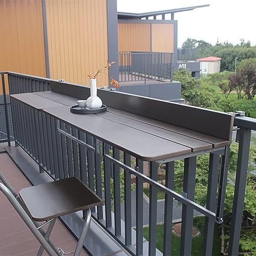Balcony Hanging Table,Folding Balcony Bar Table for Railings Wall Mounted Multifunctional Hanging Desk Adjustable Deck Table for Patio Garden Space Saving Balcony Table