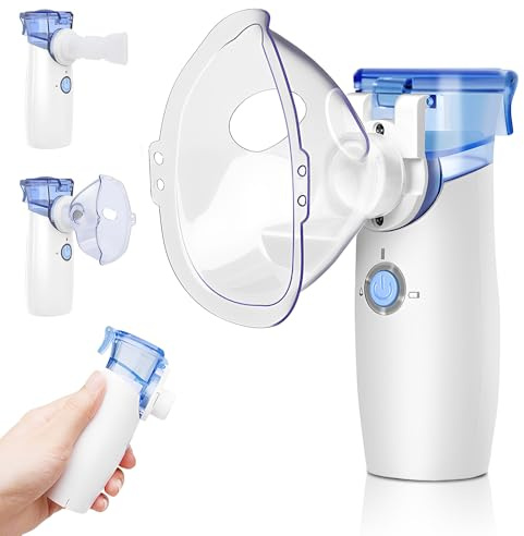 Inhalateur, Nebulisateur pour Adultes et Enfants, Nébuliseur Portable avec 2 Masques et Embouts Buccaux, Inhalateur électrique, Vitesse Réglable et Rechargeable par USB