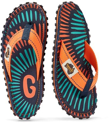 Gumbies Vegane Flip Flops Damen und Herren - Originals - Zehentrenner aus recycelten Materialien - robuste Sohle - Baumwoll-Zehensteg - Ergonomisches Fußbett - Sandalen - Tangerine Burst - 45
