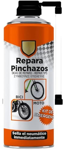Spray Repara Pinchazos 200ml para Bicicletas, Motos y Patinetes – Sellador de Neumáticos de Emergencia, Sella y Reinfla al Instante, Kit Antipinchazos (1 Botella)