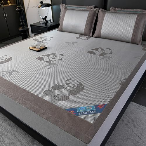 AVSMGP ,Grigio,180 * 200CM, Tappetino Estivo in bambù Intrecciato A Mano, Stuoia Rinfrescante per Letto A Tessitura Piatta – Antiscivolo, Lavabile, Pieghevole per Spiaggia O Casa