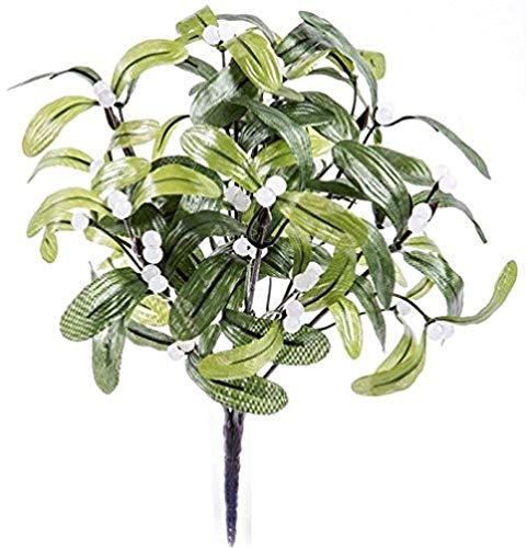 FLORIST SUPPLIES Artificial Mistletoe Bunch Glossy Green Leaves Lots of White Berries 24cm