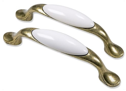 Mprofi MT® 2 Stück | Schrankgriffe | Lochabstand 96mm | Griffe für Küchenschränke | Schubladengriffe | Schrankgriffe Vintage für Kommode, Möbelgriffe, Küchengriffe | Porzellangriffe 728-PO/2