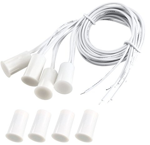 sourcing map 4 Stück N.O. Versenkte Kabel Sicherheitsfenster Türkontaktsensor Alarm Magnetische Reedschalter Weiß RC-33