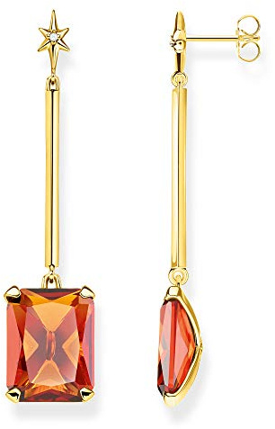 THOMAS SABO Ohrringe Oranger Stein mit Stern 925 Sterlingsilber, 750 Gelbgold Vergoldung