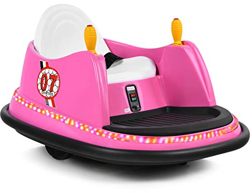 DREAMADE Autoscontri Elettrici per Bambini, Autoscontro Cavalcabile a Batteria con Telecomando in PP di Alta Qualità, Veicolo Ricaricabile con Luci, Clacson e Musica,Carico 20 kg, 75x57x42cm (rosa)