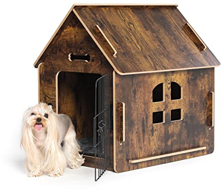Dog House Indoor for Small Dogs or Cats, Cozy Wooden Design, Small Indoor Bed House, with Air Vents and Elevated Floor Warm Dog Cave
