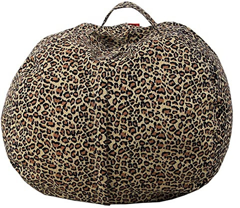 Highdi Cute Bean Bag No Filler, Gaming Beanbag Chair Cover for Adult Kids Without Filling Highback Comfortable Lazy Sofa Beanbag Soft Toy Storage Bean Bag Seat (leopard print,32inch)