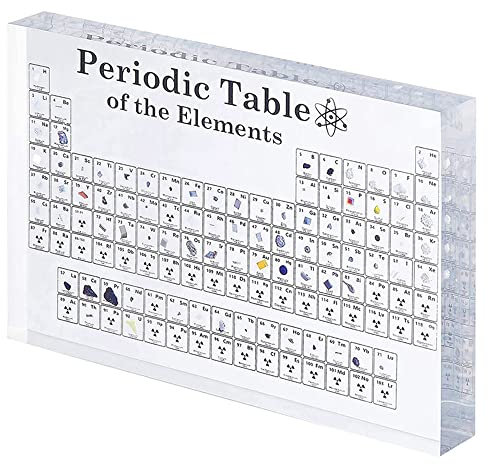 Periodensystem Mit Echten Elementen, Periodic Table With Real Elements,Periodensystem,Echtes Periodensystem, Acryl Periodensystem der 83 Elemente, Periodensystem Display, Dekoration, 150X114X20MM