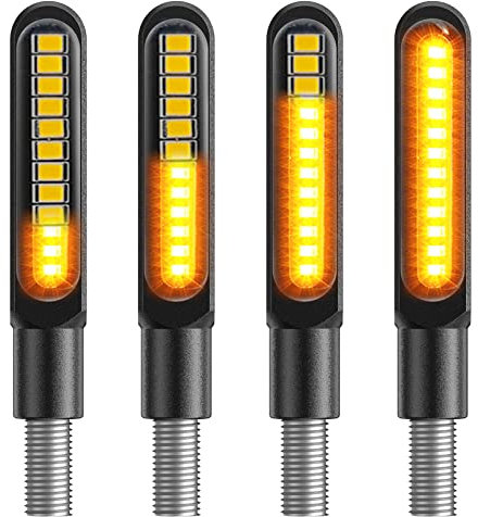 Kinstecks 4PCS Motorcycle Indicators Flowing Turn Signal Lights Motorbike Turning Indicators 12V 12LED for Motorcycle Motorbike