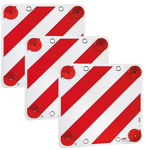 Generico LAMPA 66101 Kit 3 Pezzi Pannello per Segnalazione Carico Sporgente con 4 Gemme Catarifrangenti, Polipropilene, 50 x 50 cm