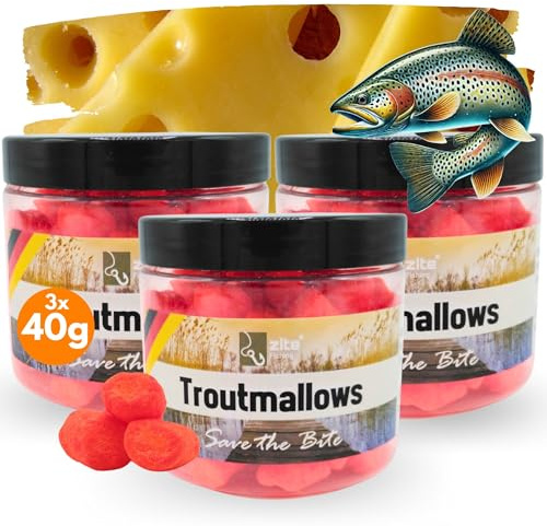 Zite Fishing Troutmallow-Set | 3x40g Marshmallow Forellen-Köder | Intensives Aroma & leuchtende Farben | Ideal fürs Forellenangeln