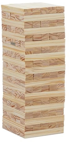Relaxdays Torre Traballante XL, Gioco di Abilità con 200 Blocchi in Legno, Tower Oscillante, HLP 32x12x12 cm, Naturale, 32 x 12 x 12 cm