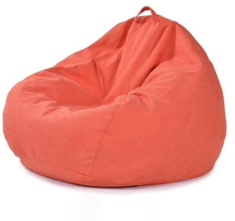 PRELGOSP Riesensitzsack Ohne Füllung, Ultraweicher Sitzsack Bezug mit ReißVerschluss, Waschbar Sitzsackbezug für Erwachsene Und Kinder,Rot,XXL