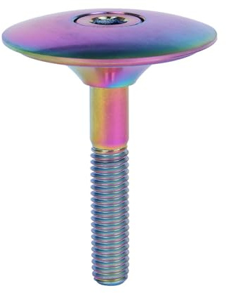 UHDFBDHF Bike Headset Titanium Top Cap 1-1/8 with Ti Bolt M6 x 35mm (Rainbow)