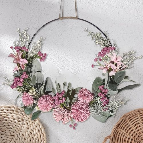 Türkranz Kranz Deko,Künstliche Blumen Orchidee Kranz,Türkranz Frühling,Künstliche Orchideen,Türkranz aus Metall,für Haustür Wand Fenster Bauernhaus Terrasse Garten Dekor