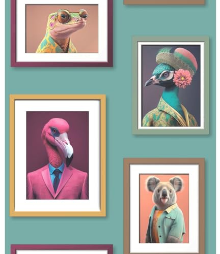 Muriva Papier peint motif animaux fantastiques - Coloré et élégant - Papier peint moderne pour salon, chambre à coucher, couloir - Décoration de luxe