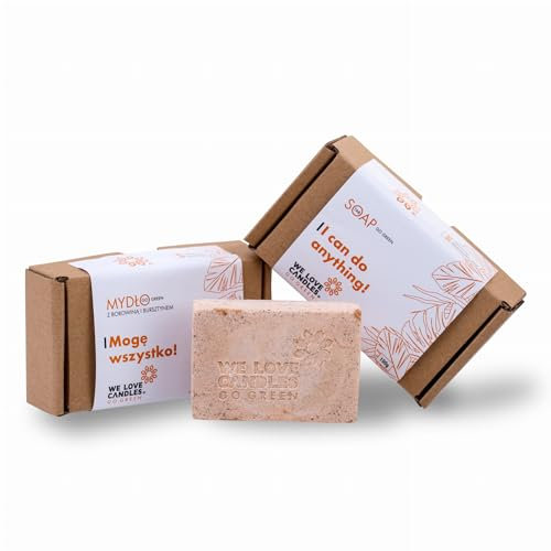 We love Candles Hand-, Körper- und Gesichtsseife 100g, reinigt und erneuert, Duft: frisch, Amber, 100% pflanzlich, vegan, natürliche Zusammensetzung, sanfte natürliche Bio-Zutaten