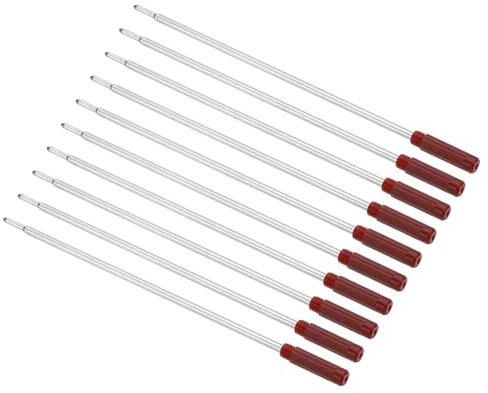 PATIKIL 1mm Kugelschreibermine, 10 Stück Kugelschreiber Ersatzminen mittlere Spitze Metall Kompatibel Austauschbar Ersatz für Stift, Schreiben, Büro, Rot