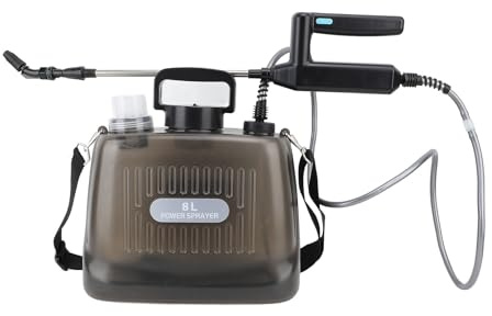 8L Stor Kapacitet Elektrisk Växtspruta, Automatisk Multifunktionell Trädgårdsspruta med Justerbar Axelrem, Bärbar Vattenspruta för Gräsmatta och Trädgård (Grå)