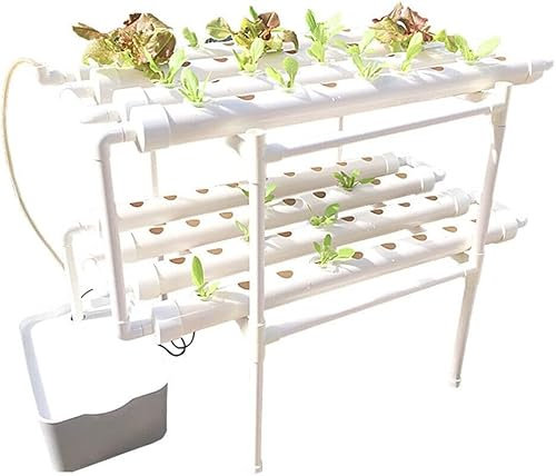 Loohacp Hydroponische Grow Kit 2-Schichten Pflanze PVC Hydroponische Systeme，72 ​​Standorte, 8 Rohre Erdlose Pflanzenanbau-Systeme，mit Bildungs-Hydroponics-System