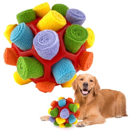 Snuffle's Dog Toy Ball - Foraging, Enrichment, Treat Dispenser, Interactive Slow Feeder, Food Hiding Ball for Large, Medium, Small Dogs - Intellectual & Smell Training