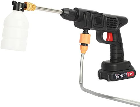 Cordless Pressure Washer Portable Power Washer with Foam Jug High Pressure Cleaner with 2 Rechargeable Battery 24V Pressure Washer Kit for Patio Fence Cleaning and Car Washing (Black)