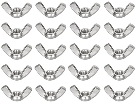 sourcing map #10-24 Wing Nut 25 Pcs, 304 Stainless Steel Butterfly Wing Nuts Fasteners Parts Hand Twist Tighten Wing Nuts for Machinery Electronic Equipment DIY, Silver