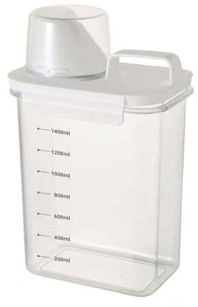 Ashuxxn 1800ml Luftdichter Waschmittelspender Mit Messbecher Waschmittelspender Mit Messbecher Waschpulver Aufbewahrungsbox Waschmittel Aufbewahrung Waschpulverspender für Waschpulver Getreide Mehl