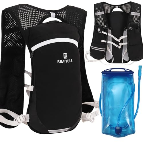 BBAIYULE Running Vest Backpack,Hydration Backpack Water Backpack Hydration Vest,Lightweight Trail Running Backpack 5.5L,Daypack for Hiking Cycling Marathon Women Men (With Hydration bladder)