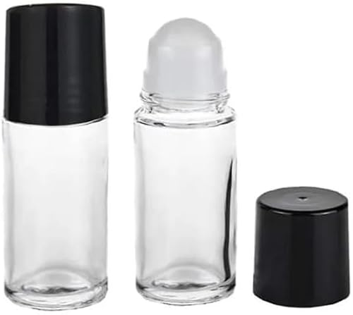 Gowxs 2Pcs Black Clear Empty Glass Essential Oil Roller Bottles Vials Containers Refillable Roll-on Bottles with Funnel Easy to Use and Store Convenient to Carry,Beauty and Personal Care (30ML)