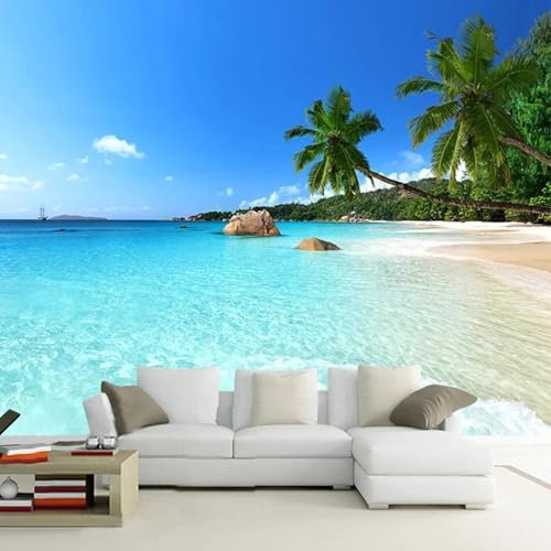YYZOVBNN Papier peint photo 3D paysage marin plage palmier mural salon chambre fond d'écran affiche d'art mural moderne (peler et coller)