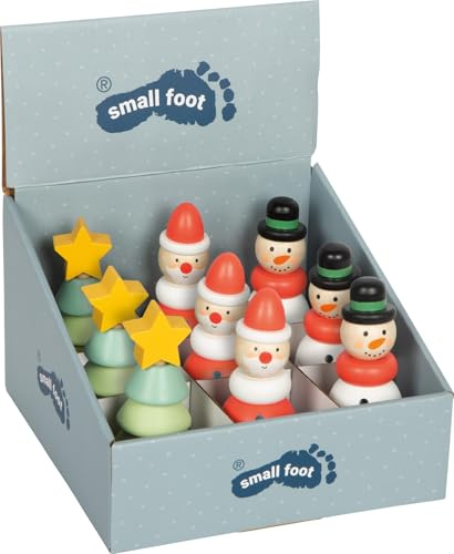 small foot Display Stapelfiguren Weihnachten und Winter aus Holz, 9er-Set, für den Adventskalender, kleines Wichtel-Geschenk oder Mitbringsel, 12677