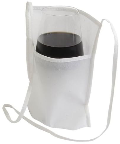 Generico 50 unidades (cincuenta) portavasos de cuello de TNT con correa – de TNT 80 g, 18 x 22 x 10 cm, ideal para degustaciones y eventos (blanco)