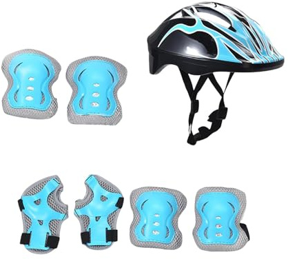 Perfeclan Casco per Bici per Bambini Set da bicchiera Casco da Colpa a Resistenza al Casco da Skateboard con Cuscinetti da Polso a Gomito per Il Ciclismo