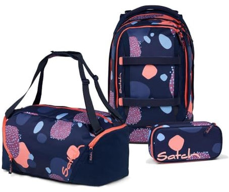 Satch Pack Schulrucksack Set 3tlg. inkl. Schlamperbox und Sporttasche (Coral Reef)