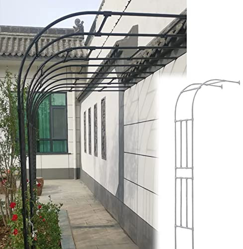 HFVUYAR Pérgola de jardín Blanca con Enrejado de Hierro Resistente para Soporte de Plantas, 90 x 240 cm, 2,9 x 7,9 pies, Arco de Medio Lado para Pared, Ideal para Plantas de jardín, Resistente y dur
