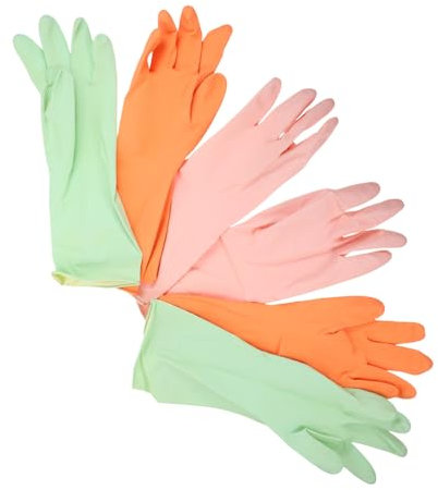 GAROZATION 3paare Rutschfeste Latex Geschirrspülhandschuhe Farbige Reinigungshandschuhe Für Hausarbeit Küchenreinigung Und Geschirrspülen Farben