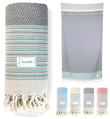 jazzylab EBOARD Peshtemal 90x180 cm | Telo hammam in cotone 100% con motivo a righe fini | Leggero e multiuso | Asciugatura rapida – ideale per viaggio, sport, sauna e spiaggia | 90x180 cm, Nero