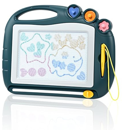 Magnetische Maltafel Zaubertafel für Kinder ab 2 3 4 5 6 Jahre, Magnettafel Reisegröße mit Magnetstift und 3 Stempeln, Lernspielzeug & Geschenk für Jungen und Mädchen (Bunt)