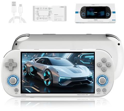 Trimui Smart Pro Retro Consola de Juegos portátil 128G,Retro Gaming 4.96-In 1280x720 IPS HD Display 5000 mAh Linux System,Preload 13460 Juegos clásicos con 26 emuladores (Blanco)