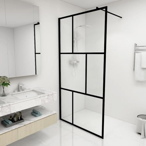 Générique Paroi de Douche à l'italienne avec Verre trempé Noir 100x195 cm,Panneaux de Douche,26.31KG-149154