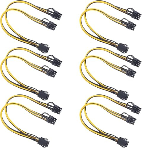 Jesustree Adaptateur pour Câbles d'Alimentation Pcie 6 Broches à 8 Broches 31cm d'Extension Pci Express Connecteur de Carte Graphique Câble d'Alimentation 6 Pack