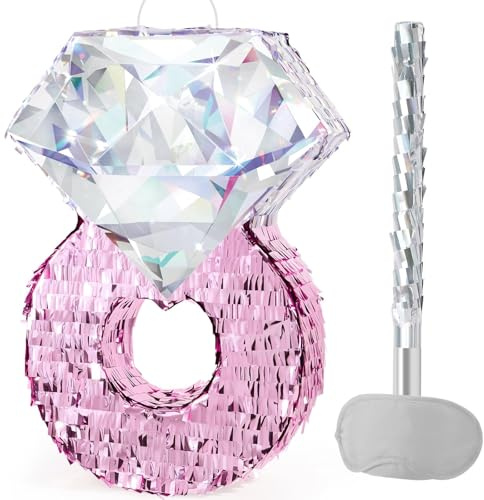 WERNNSAI Pinata Diamant - Valentinstag Diamant Pinata Set zum Befüllen mit Stock Augenbinde Geburtstag Partyspiel & Deko für Valentinstag Hochzeit Mädchen Frauen