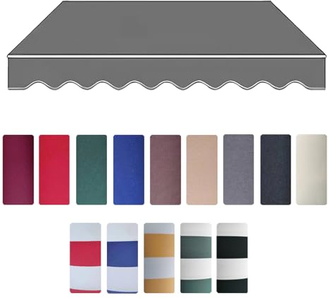 Tela de Repuesto para Toldo Retráctil, Lona Recambio para Toldo，Lona Impermeable y Resistente a Rayos UV para Jardín, Patio, Terraza y Balcón, 2.0m-6m (Sin Estructura)(Gris,250 x 200cm)